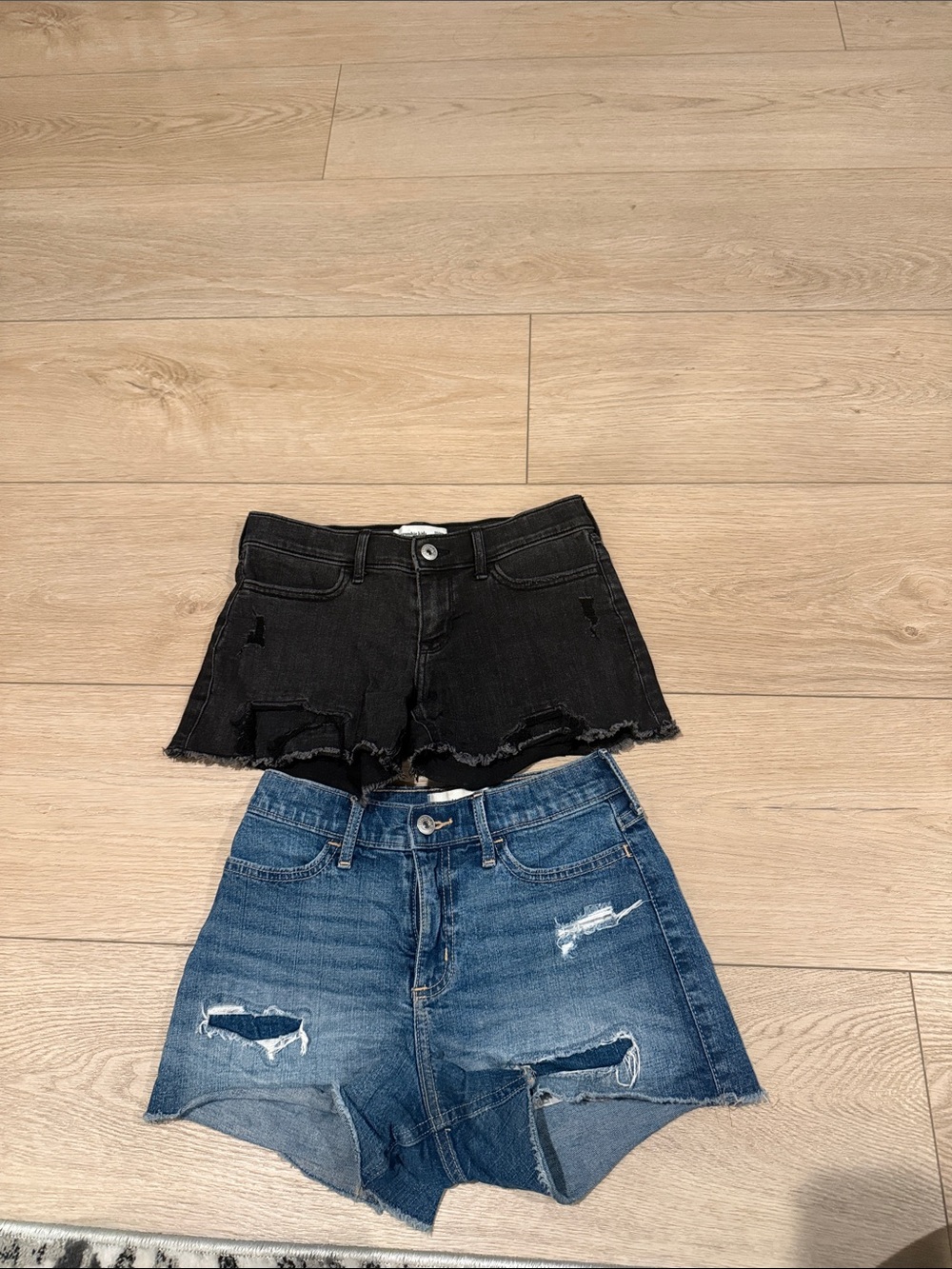 abercrombie kids Black and Blue Distressed Denim Shorts Duo - Picture 1 of 4